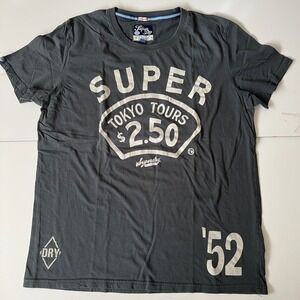 Superdry Tokyo Tours Graphic Y2K Crewneck‎ T-Shirt Mens 2XL Short Sleeve Preppy